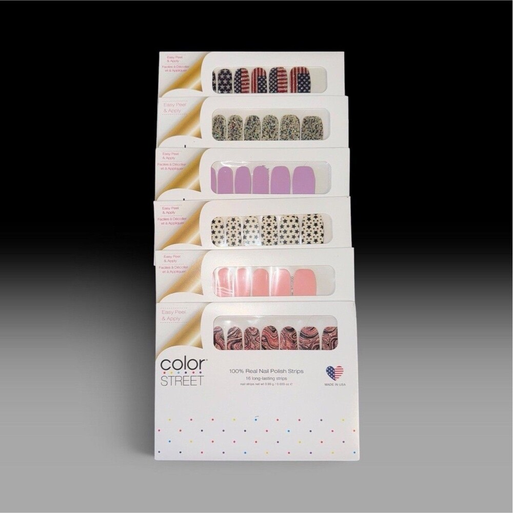 Color Street 100% Nail Polish Random 6 Packs Glitter Solid Design